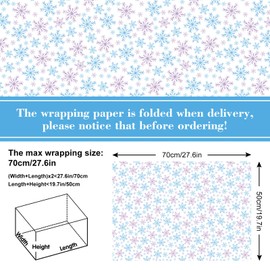 AnyDesign 12 Sheet Christmas Winter Wrapping Paper Blue Purple Snowflake Gift Wrap Paper for DIY Crafts Gift Packing, 19.7 x 27.6 Inch, Folded Flat