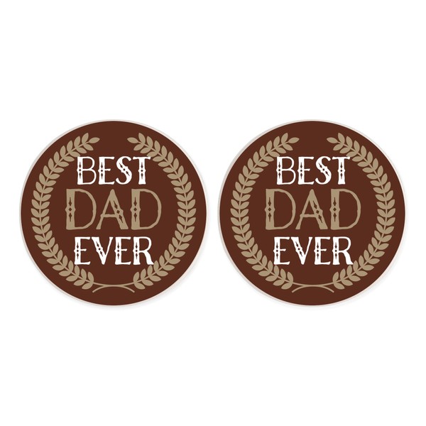 Best Dad Ever Deep Mocha Leaves 2.75 x 2.75 Ceramic