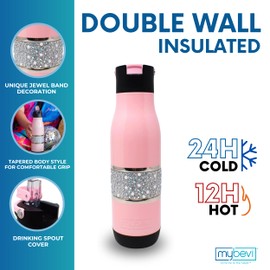 MyBevi Hollywood Insulated Tumbler – 20oz Stainless Steel Travel Cup with Leak-Resistant Lid | BPA-Free, Reusable, Fits Cup Holders, Hot & Cold for Gym, Work, or Commute – Sport Pink