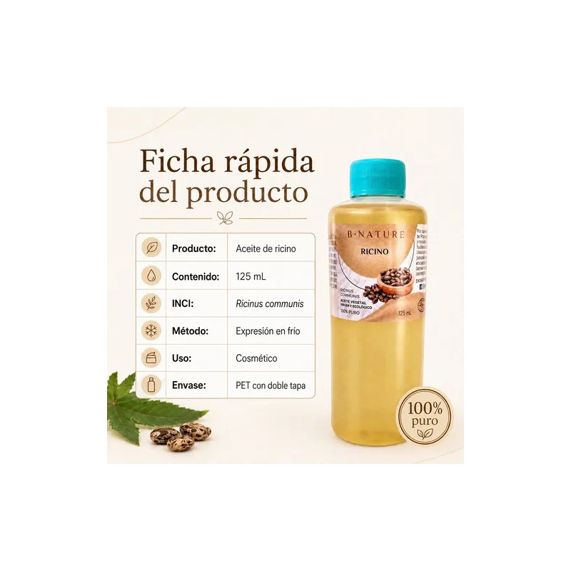 Aceite De Ricino B Nature 100 Puro 125ml Prensado En