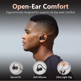 Ortizan Auriculares de oreja abierta, Bluetooth 5.3 inalámbricos de conducción de aire, auriculares deportivos, sonido premium, IPX6 impermeable, llam