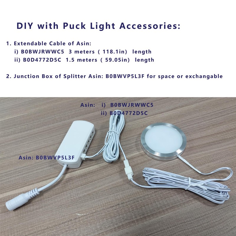 CRISETEK dimmable Puck Light Cabinet Light Under Cabinet Lights Puck