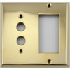 Unlacquered Polished Brass 2 Gang Combination Switch Plate - 1