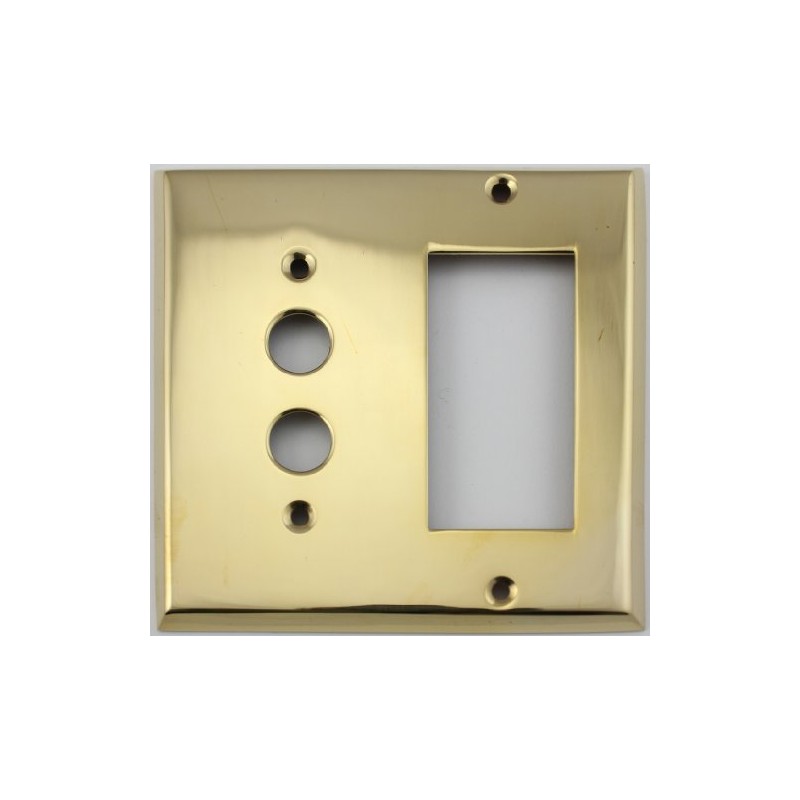 Unlacquered Polished Brass 2 Gang Combination Switch Plate - 1