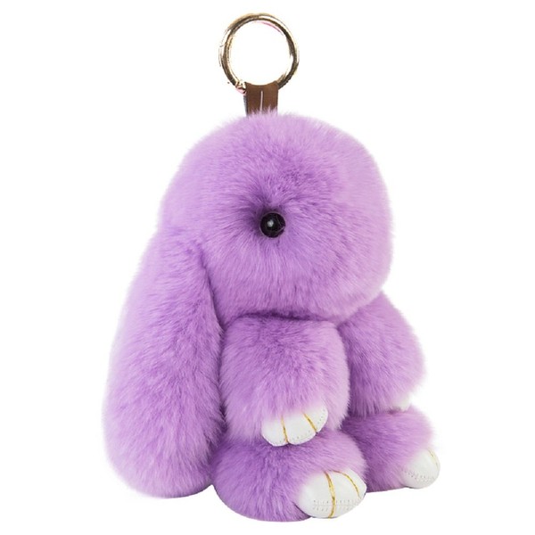 ETENOVA Bunny Keychain Soft Cute Rex Rabbit Fur Keychain Car