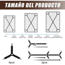 Correas de Sábana de Cama, Sujetadores para Sábanas, Ligas Elásticas de Triángulo, Clips de Sábana Ajustables para Sábana Perfectamente Ajustada, para Sábana Bajera Fundas de Colchón Sofá