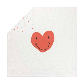 LÄSSIG Baby Blanket Swaddle Blanket Cuddly Soft Breathable Heavenly Soft Blanket Happy Rascals Heart