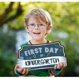 JUESMOS First & Last Day of School Sign Double Sided First Day of Kindergarte Chalkboard Style Photo Prop Signs Back to School Gifts for Kids Girls Boys Reusable First Day of Kindergarten Photo Props