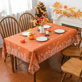 Siilues Fall Tablecloth 52 x 70 Inch, Fall Decorations Leaves Fall Table Cloths Seasonal Thanksgiving Decorations for Home Scallop Edge Table Cover Party Dining Table Decorations