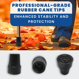 Gadgetime USA - 2 Pack 7/8 Inch Black Rubber Cane Tips - Heavy Duty Non-Slip Universal Walking Cane Replacement Tips for Crutches, Walkers, & Walking Sticks