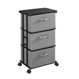 MAX Houser Dresser Tower with 3 Drawers,Fabric Dresser Drawer Organizer Unit,Dresser Chest with Wood Top,Vertical Storage Dresser,Small Dresser for Bedroom,Office,Grey