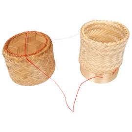 CCcollections Traditional Handmade Bamboo Sticky Rice Basket - Eco Friendly Serving Basket for Rice (Round Sticky Rice Basket)