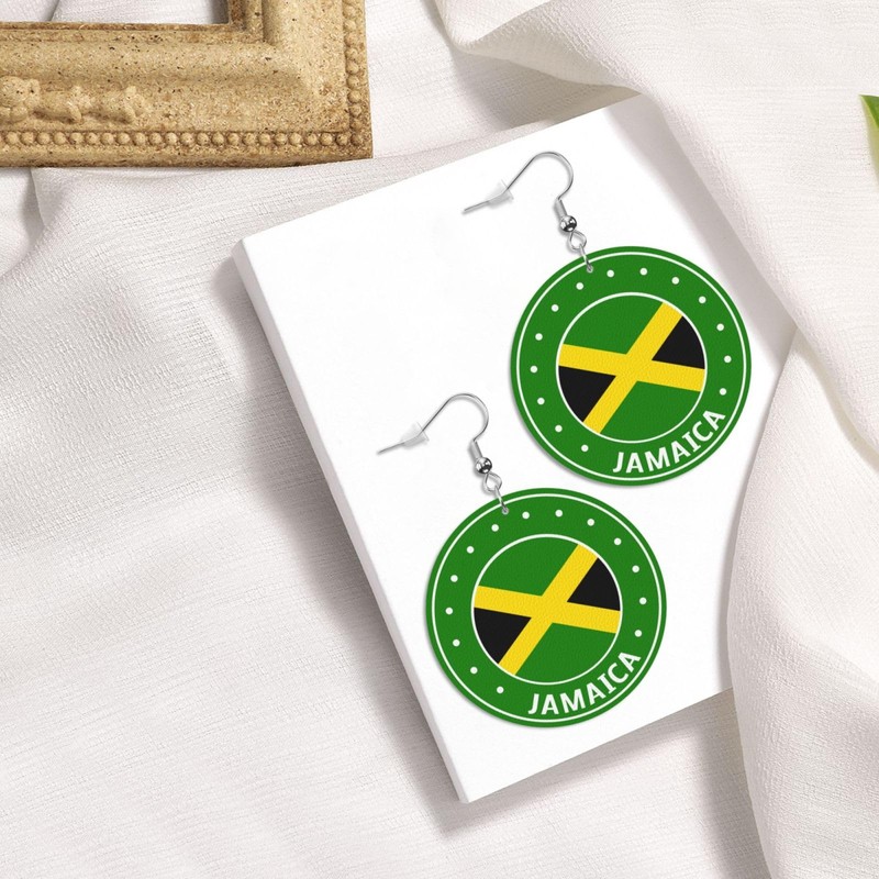 Jamaica Flag Faux Leather Earrings For Women