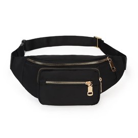 Estwell Bum Bag Waist Pack Men Women Waterproof Festival Fanny Pack Travel Waist Bag Large Capacity with 4 Zip Pockets Money Hip Pouch, Black