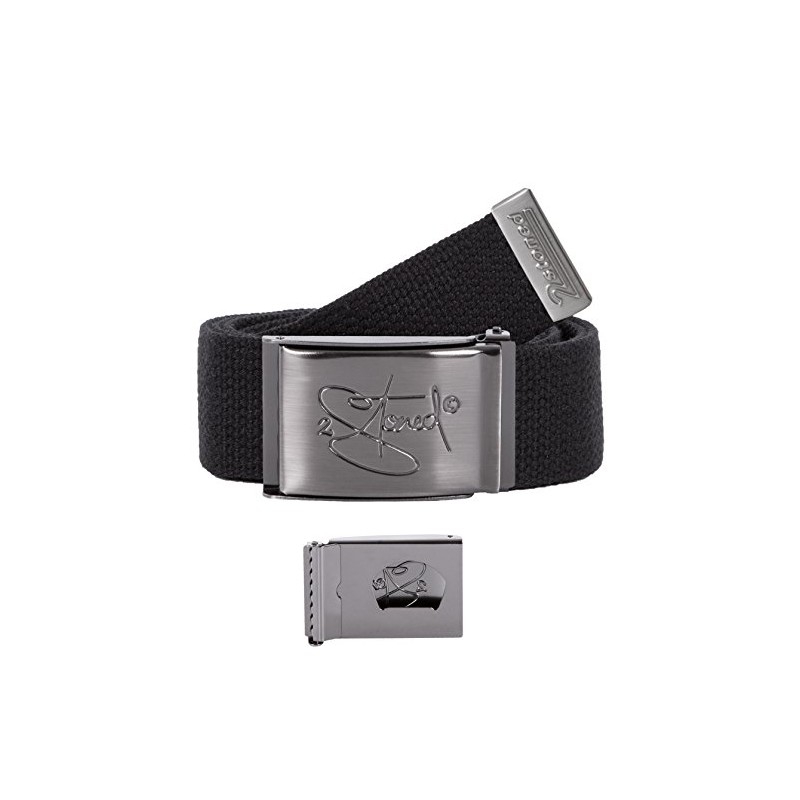 2Stoned Fabric Belt Black 4 cm Wide with Matte Buckle