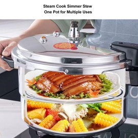 Pressure Cooker, Thickened Aluminum Safety Valves Pressure Cooker Cookware Pressure Canner Rice Cooker with Steaming Plate, Household Stovetop Pot Canner for Induction Cooker Gas