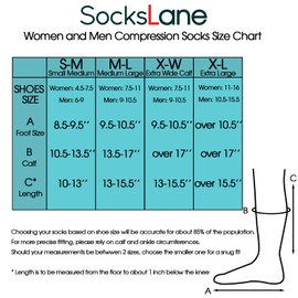 SocksLane Toeless Cotton Compression Socks for Women & Men. 15-20 mmHg Knee-High Support - 1 pair
