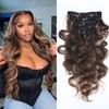 Clip in Hair Extensions Real Human Hair, 20 Inch 120g,