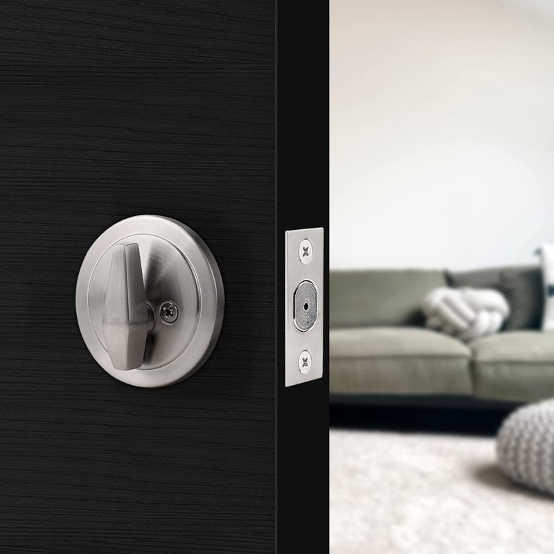 Probrico Satin Nickel Deadbolts, Front Door Deadbolts with Key, Single
