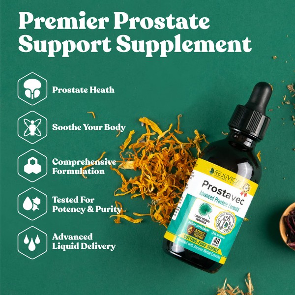 Prostavec - Men's Advanced Prostate Support Supplement - Liquid Delivery for Better Absorption - Pygeum, Saw Palmetto, Stinging Nettle, Turmeric, Damiana & More!
