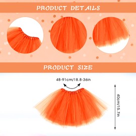 Adult Tulle Tutu Skirt 1950s Vintage Tulle Bubble Tutu Skirt Prom Party Skirt Elastic 3 Layer with Lining for Women (Orange)