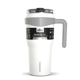 Hydrapeak Roadster 40oz Stainless Steel Tumbler Double Wall Vacuum Insulated Water Bottle With Handle And 2 in 1 Straw Lid (White)