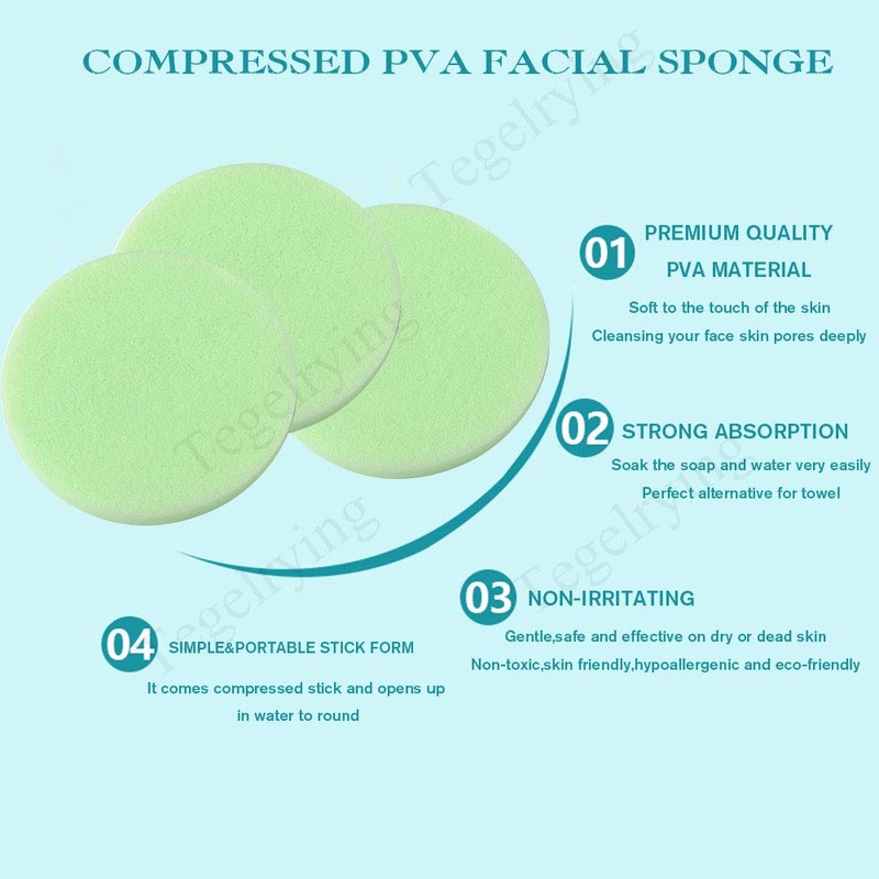Esponja facial comprimida, 60 unidades de PVA profesional para eliminar