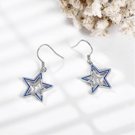 Star Earrings for Women Girl, Silver Dangle Earrings with Cubic Zirconia Star│Hypoallergenic Dainty Drop Earring for Sensitive Ears│Birthday Christmas Jewellery Earrings Gifts