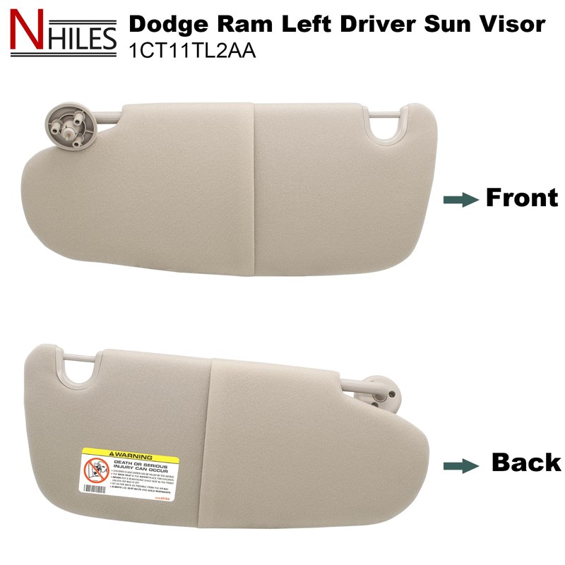 NHILES Left Driver & Right Passenger Sun Visor Compatible with