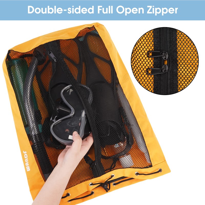 WANDF Swim Bag Mesh Drawstring Backpack Beach Backpack for Swimming,