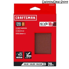 Craftsman 20 PIECE - Craftsman Sandpaper Sheets or Discs - Choose your Style/Grit!! NEW!! - 120 - Grit Sheet Sandpaper