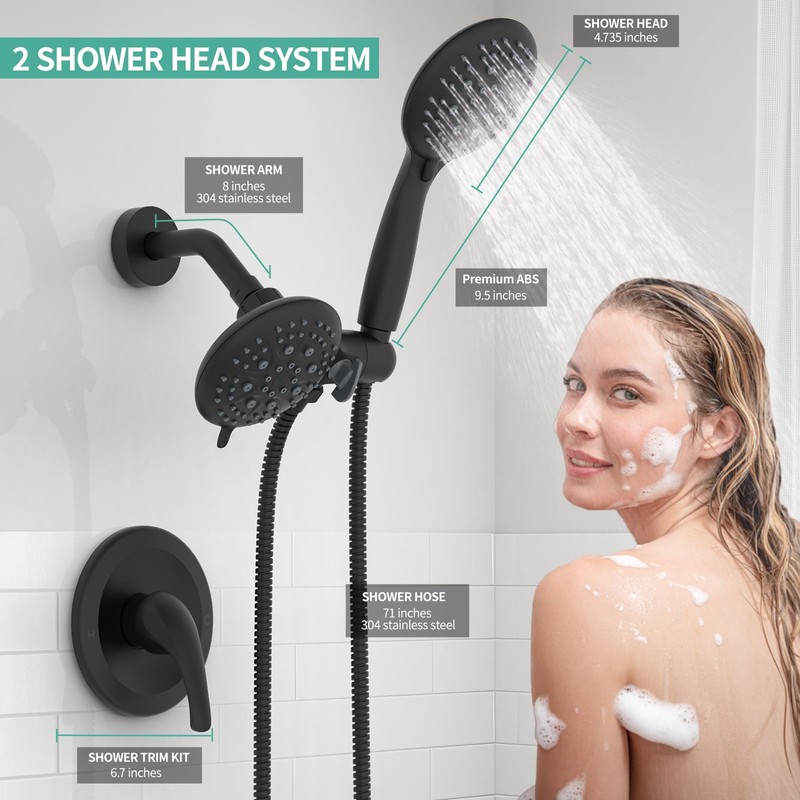 SR SUN RISE 6-Spray Shower Faucet 3-Way Combo Shower Head