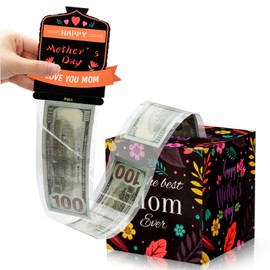 Sunohyesla Mother's Day Surprise - Money Black&Pink Box for Cash Gift Pull Mama Surprise Money Pull Box for Cash Gift Mom Box,Money Gift Boxes for Cash Pull(Black&Pink)