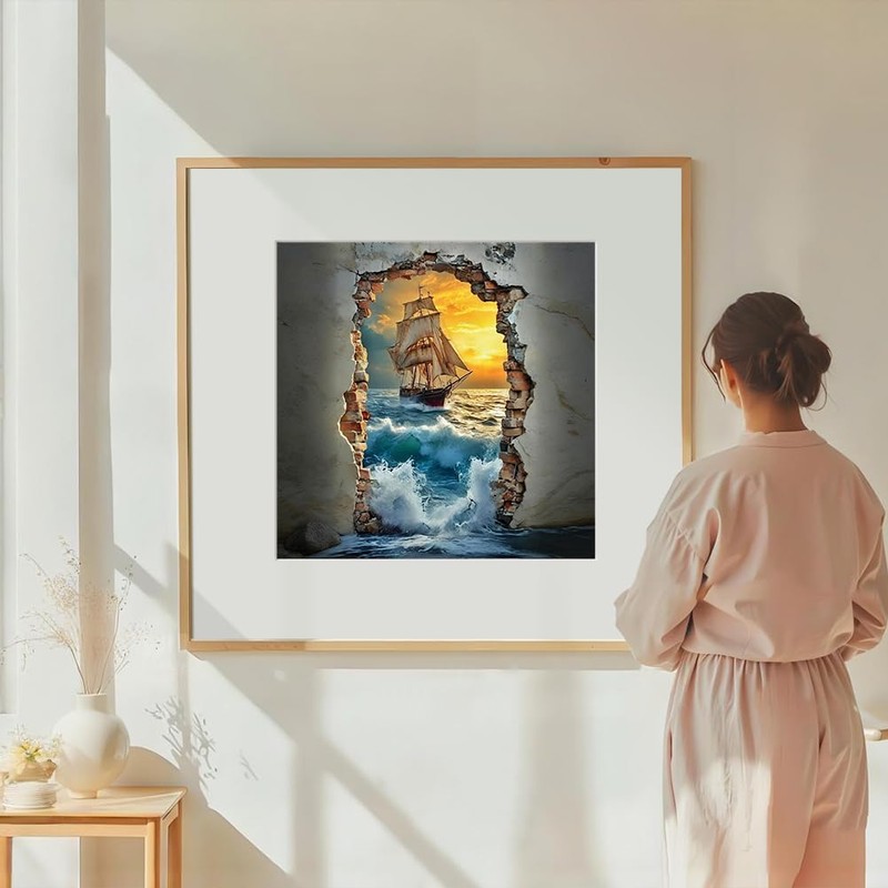 DIADAY Diamond Art Kits for Adults, 5D Ship Sail Landscape