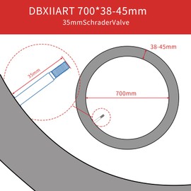 2 PCS Heavy Duty Bike Tubes 700x38C 700x40C 700x43C 700x45C 38C/40C/42C/43C/45C Schrader Valve 35mm/48mm Bicycle Tubes Premium Quality Butyl Inner Tubes (Schrader Valve 48mm)