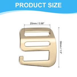 PATIKIL G Hook Webbing Slide Buckles 38mm, 1 Pair Metal G Hooks Webbing Buckles Clips Adjustable Buckle for Backpack Luggage Straps Webbing Outdoor Belt Hardware, Gold