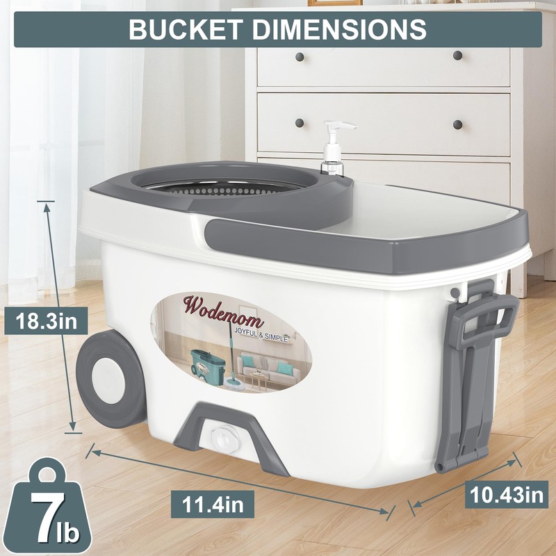 Mop and Bucket with Wringer Set,Spin Mop and Bucket System,