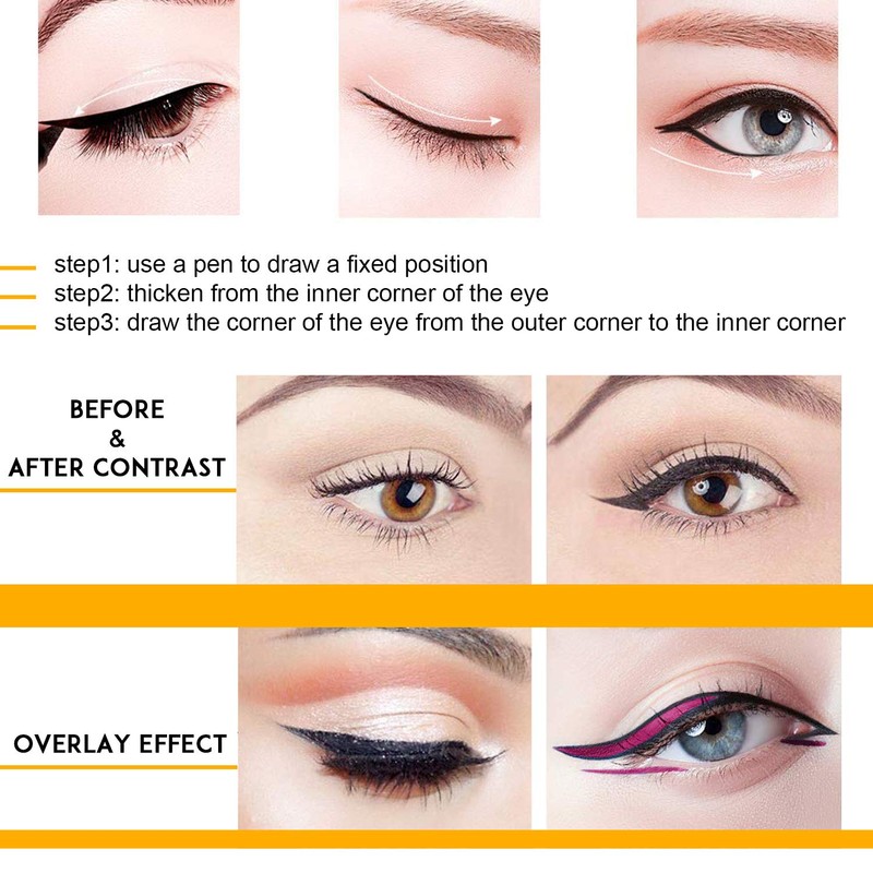 Magic Liquid Eyeliner, Black Waterproof Eye Liners, Long-Lasting, Sweatproof and
