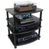 Rockville FLX Black Adjustable Height 4 Shelf Home Theater Audio