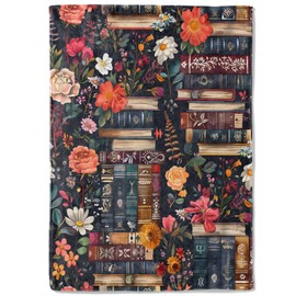 coedoaes Vintage Book Fleece Blanket - 50x60in Colorful Flower Retro Throw Blankets,Soft Cozy Lightweight, Ideal for Living Room Home Rustic Decor and Kids Women Girls Spring Gifts