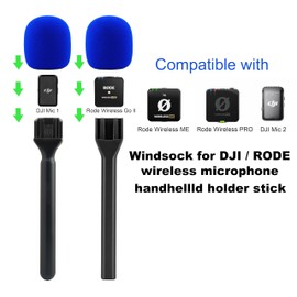 JCMOYUTY Windscreen for DJI/Rode/Hollyland Wireless Microphone Handheld Handle Blue Stand Windshield