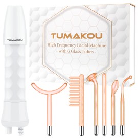 TUMAKOU High Frequency Rod Face - High Frequency Acne Device with 6 Neon Rods for Skin Tightening Acne Treatment Wrinkle Reduction Face Massager