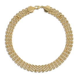 Bling Jewelry Classic Wide Panther Link Chain Collar Statement Coker Necklace Bracelet for Women Solid Polished Yellow Plated Brass 18Inch