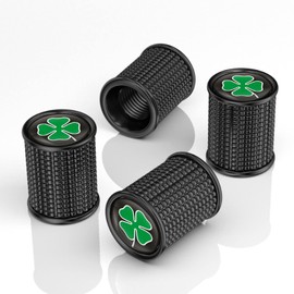 Acespeed 4Pcs Cartoon Metal Car Wheel Tire Valve Stem Cover Auto Valve Stem Caps Tire Valve Stem Caps with Four-Leaf Clover Air Valve Caps Suit for Most Car Truck SUV Wheel Accessories（Black）