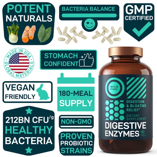 WILD FUEL Digestive Enzymes with Probiotics and Prebiotics - Gut