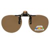 Round Polarized Flip up Clip on Sunglasses (Black/Gold Frame-Brownish Amber