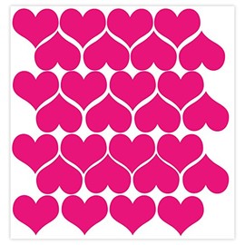 2-Inch Heart Decal Set - Hot Pink Removable Stickers for Kids - Wall Decals Peel and Stick Kids - Bright Room Decor Stickers, Art Classroom Decor, Kids Bathroom Decor Sets - 28 pc