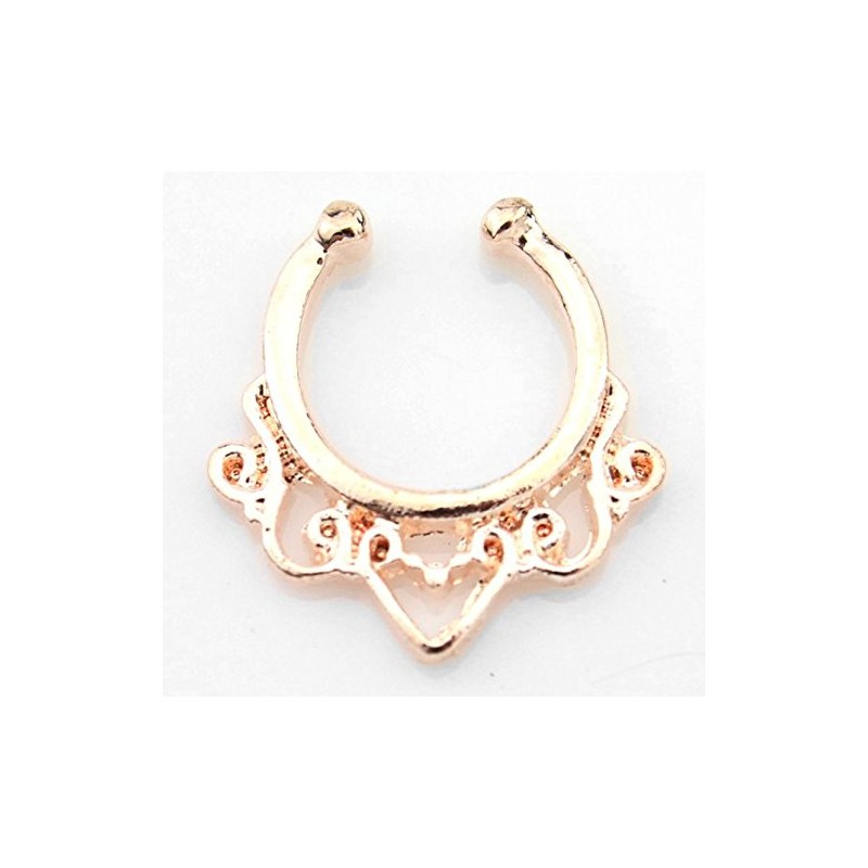 Aoyoho 8pcs Fake Septum Clicker Nose Hoop Ring Non Piercing