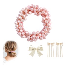 Hair Accessories Set - Pearl Hair Tie - Bow Clips - Ribbon Hair Accessory