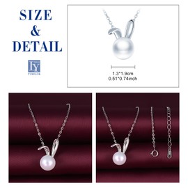 Yumilok Women's Necklace Earrings Women's Stud Earrings Necklace Stud Earrings 925 Sterling Silver Pearl Rabbit for Women, Sterling Silver Pearl